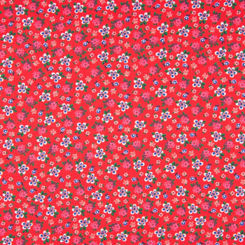 Poplin fabric 100% cotton printed small flowers red background