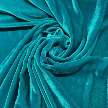 Turquoise blue sandwashed silk velvet fabric