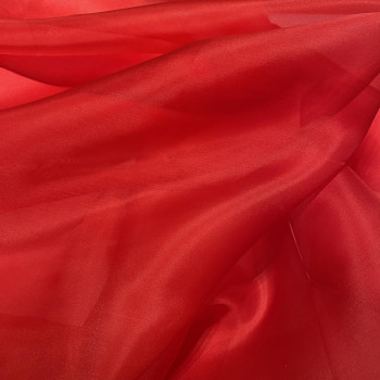 Red silk organza fabric