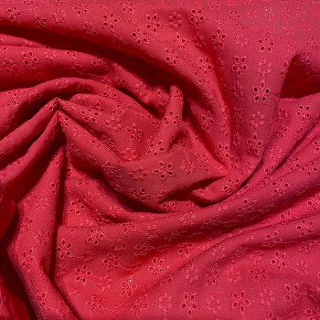 English embroidery fabric 100% cotton red