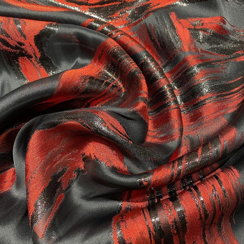 Tissu brocart de soie imprimé zèbre rouge