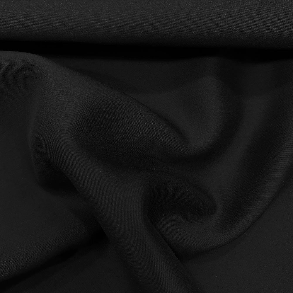 Black wool and silk mikado fabric — Tissus en Ligne
