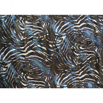 Silk chiffon fabric printed blue zebra with satin bands