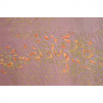 Tissu mousseline dégradée imprimée paillettes peint à la main rose